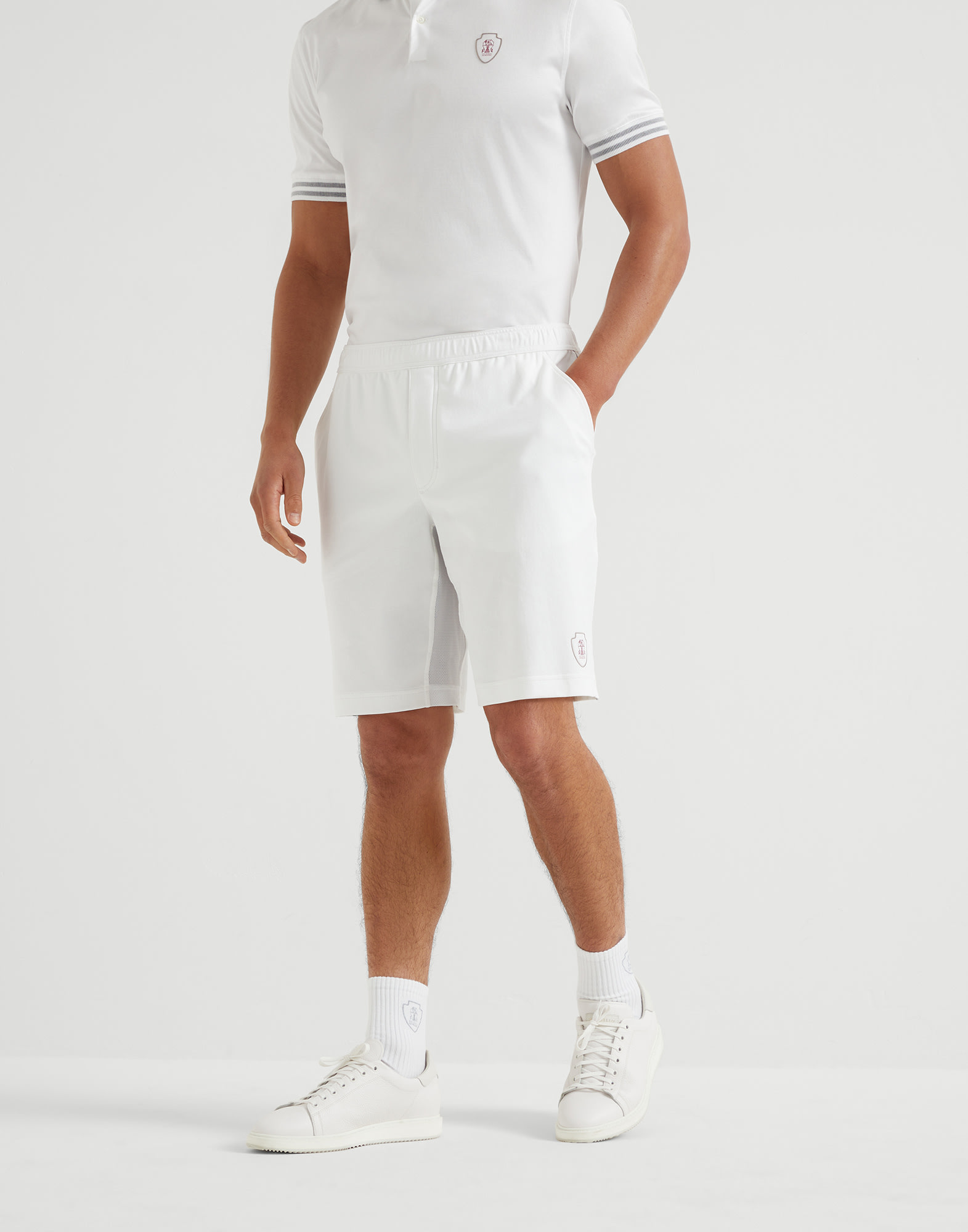 Cotton interlock shorts with logo