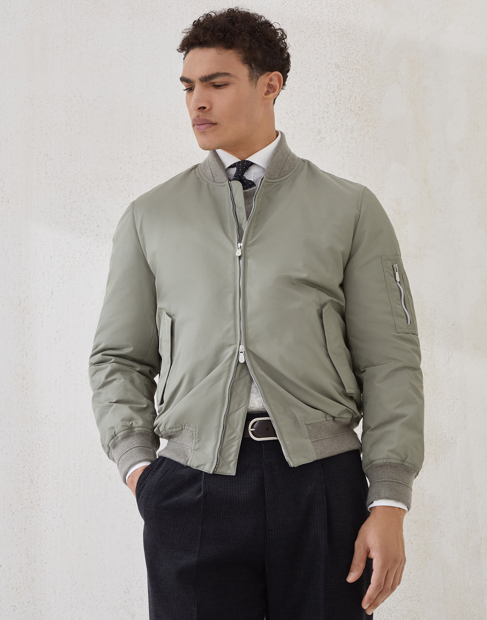 Techno satin bomber jacket with Thermore® padding