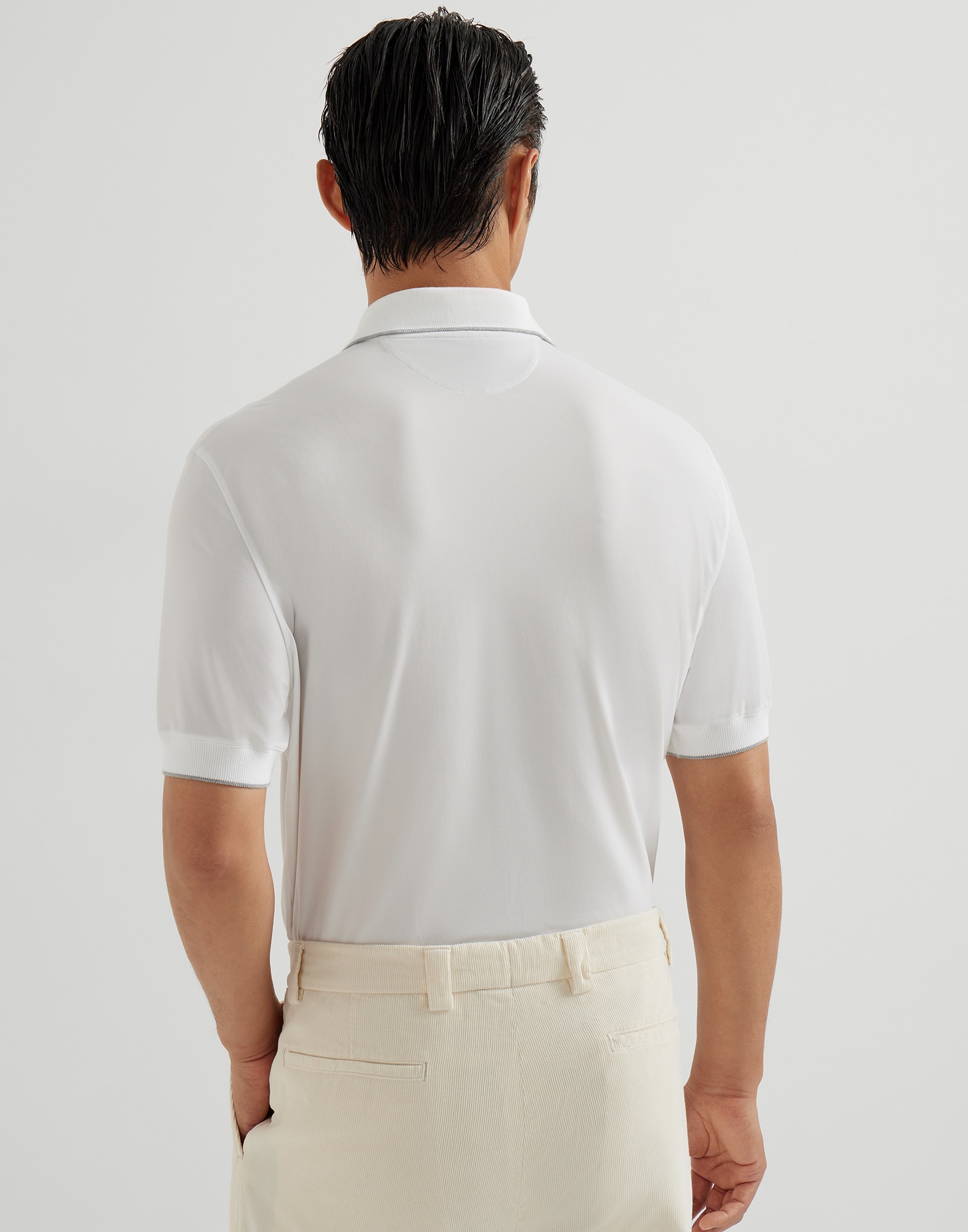 Techno piqué polo shirt with half zip