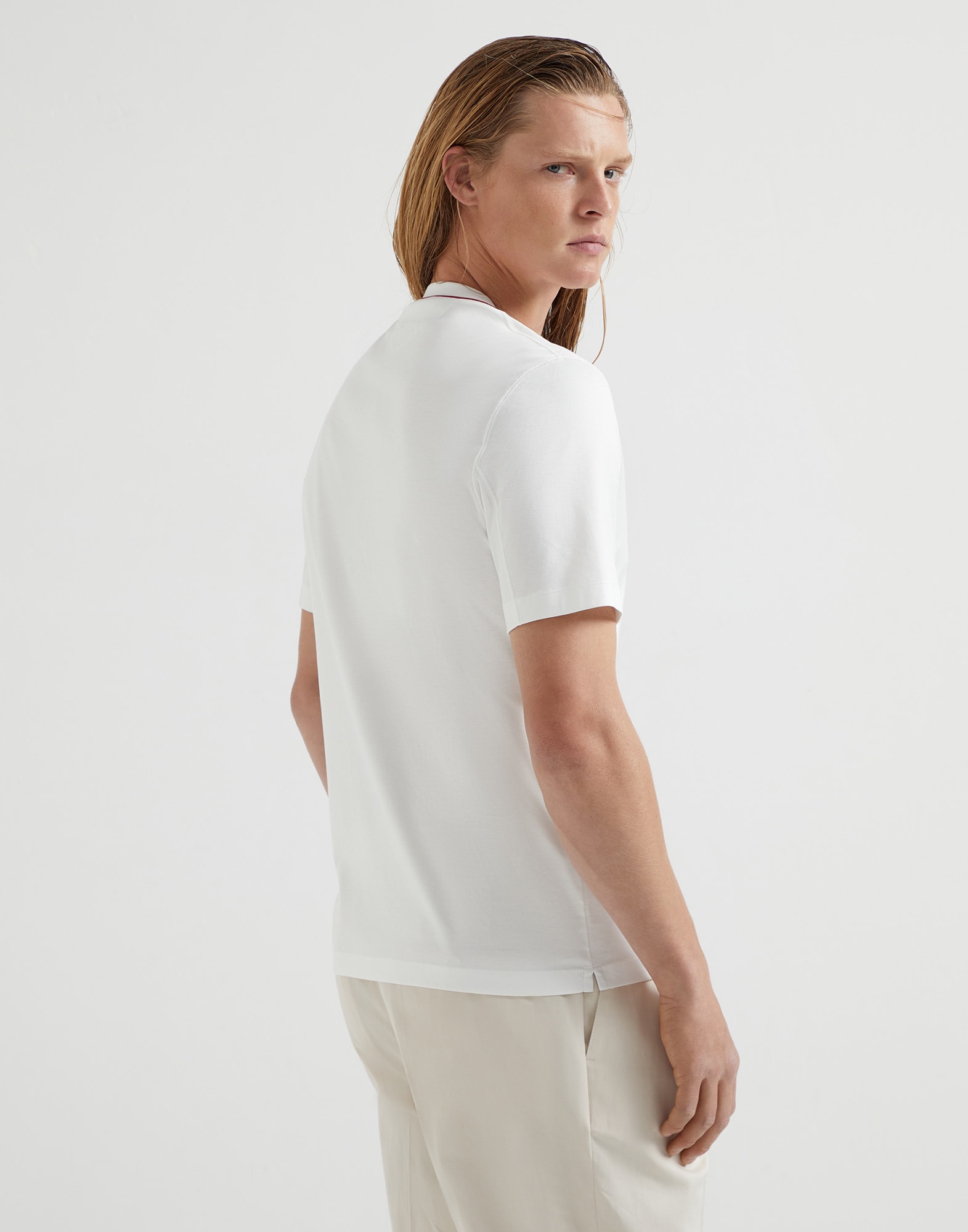 Cotton jersey T-shirt with piping