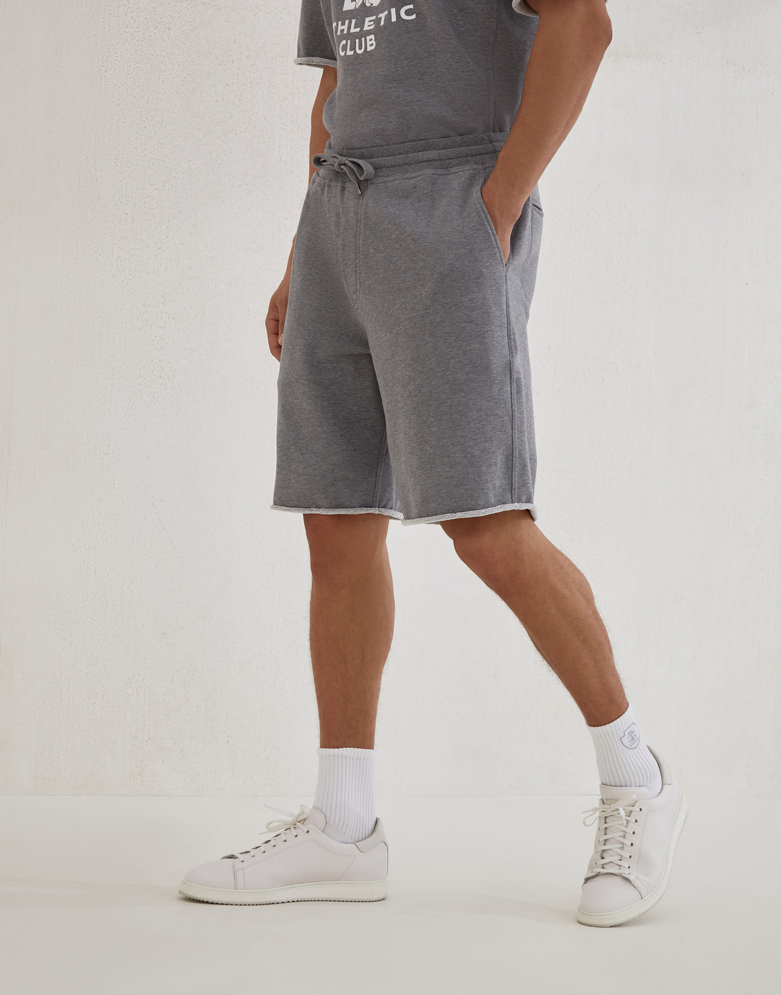 Cotton smooth French terry bermuda shorts