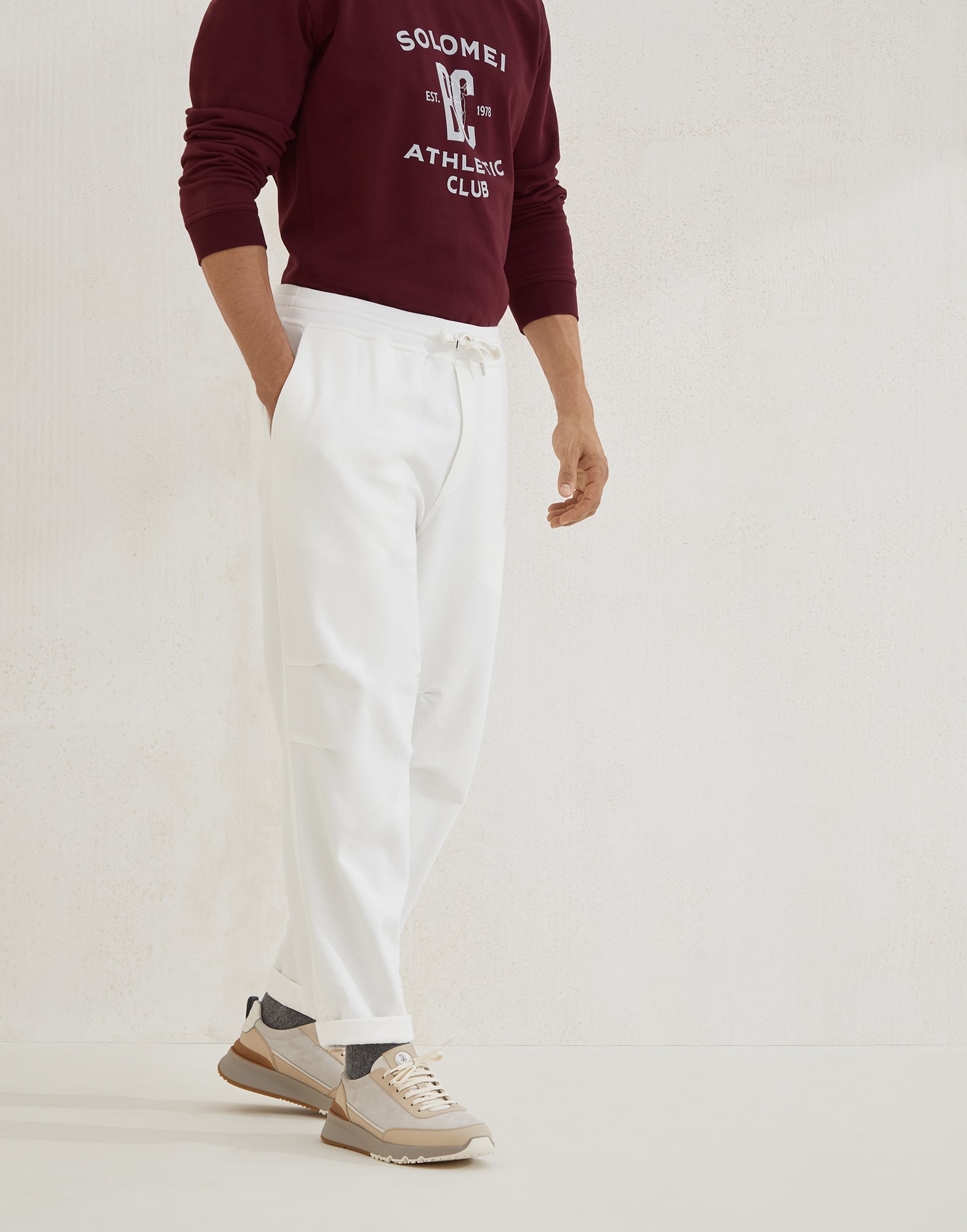 Techno cotton French terry trousers