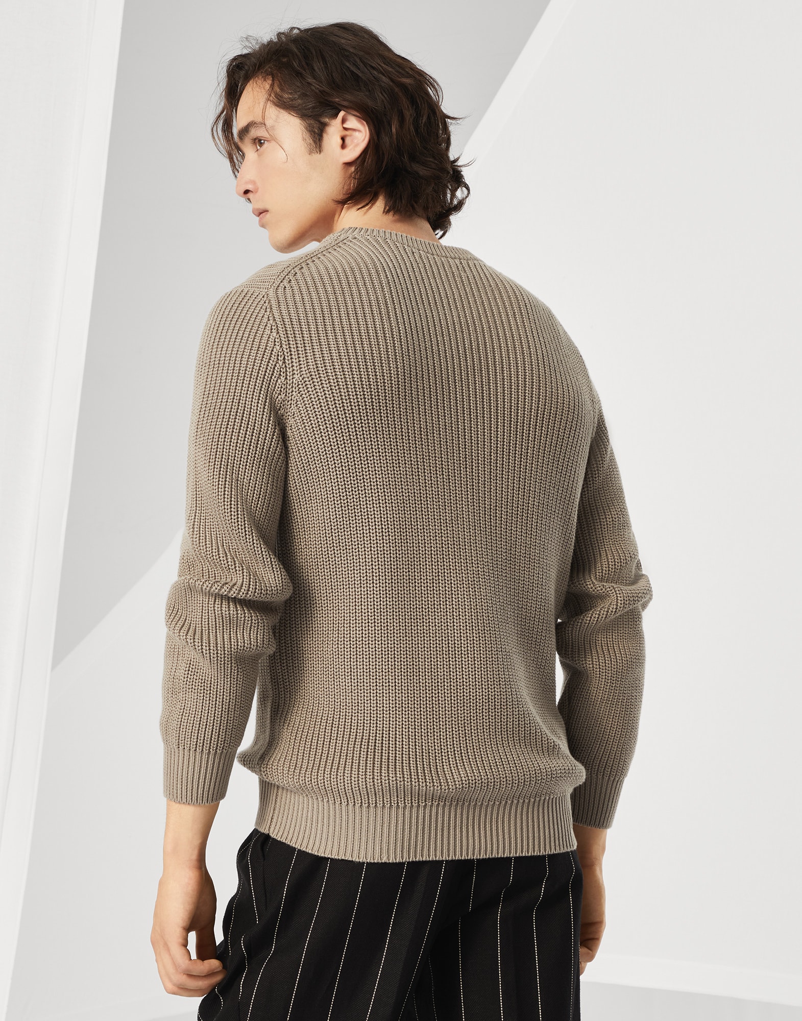 Cotton half English rib sweater