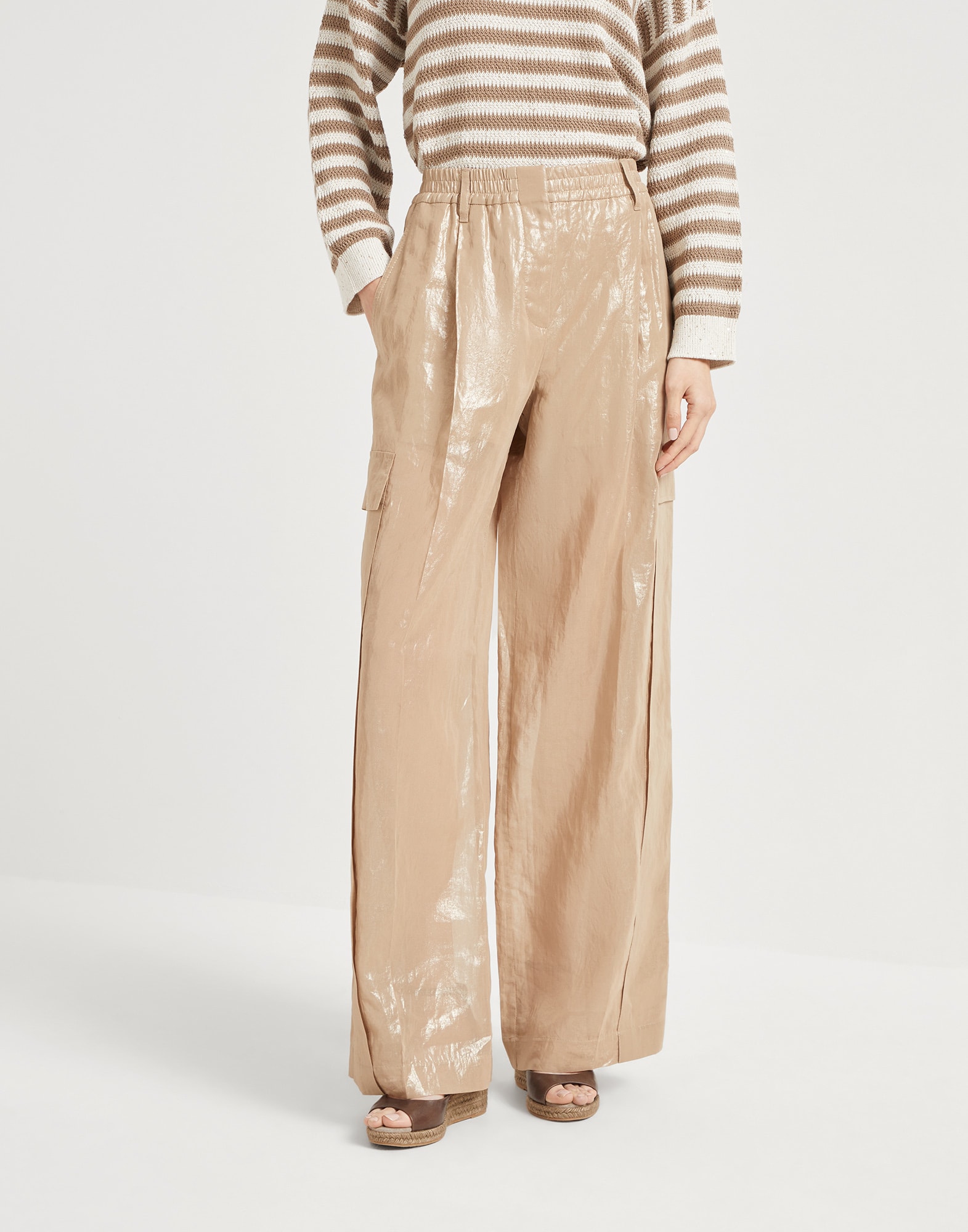 Lamé cotton gauze explorer track trousers