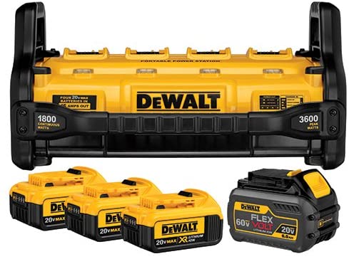 DEWALT DCB1800M3T1 FLEXVOLT PORTABLE POWER STATION & SIMULTANEOUS CHARGER (INCLUDES 4 BATTERIES)