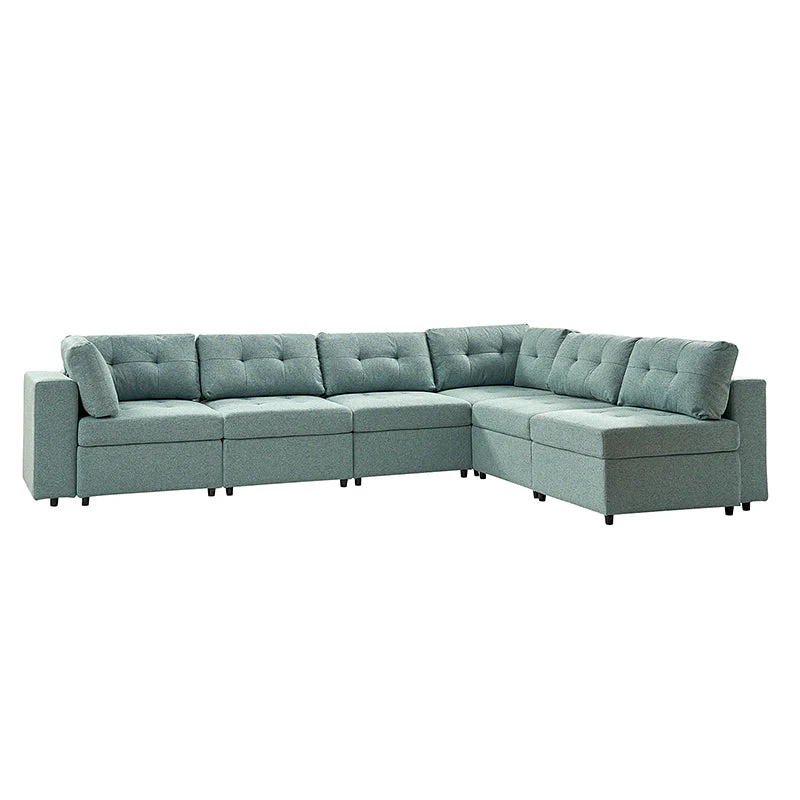 Raquel Sectional Six-Seat Storage Full Armrests Sofa