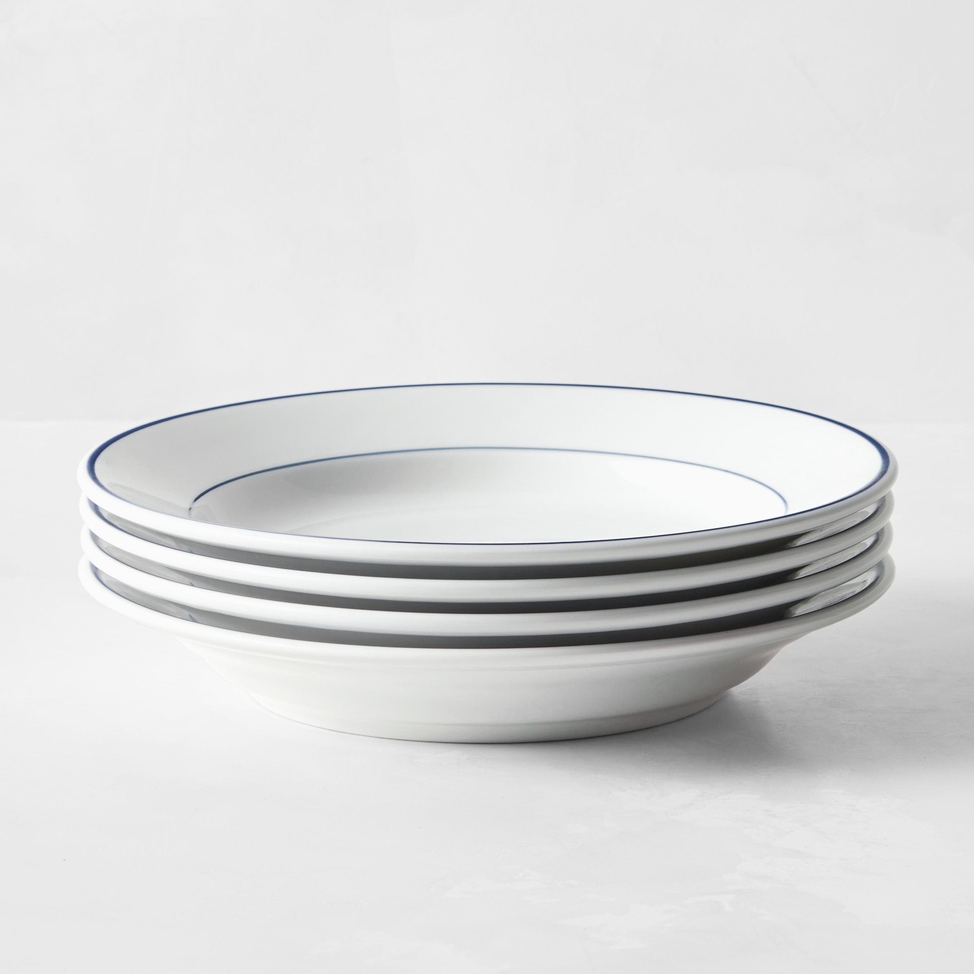 Apilco Tradition Blue-Banded Soup Plates, Set of 4