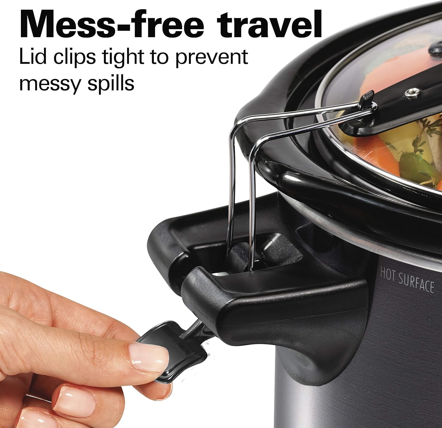 Hamilton Beach Portable 6 Quart Set & Forget Digital Programmable Slow Cooker with Lid Lock, Temperature Probe, Dishwasher Safe Crock & Lid, Black Stainless (33866)