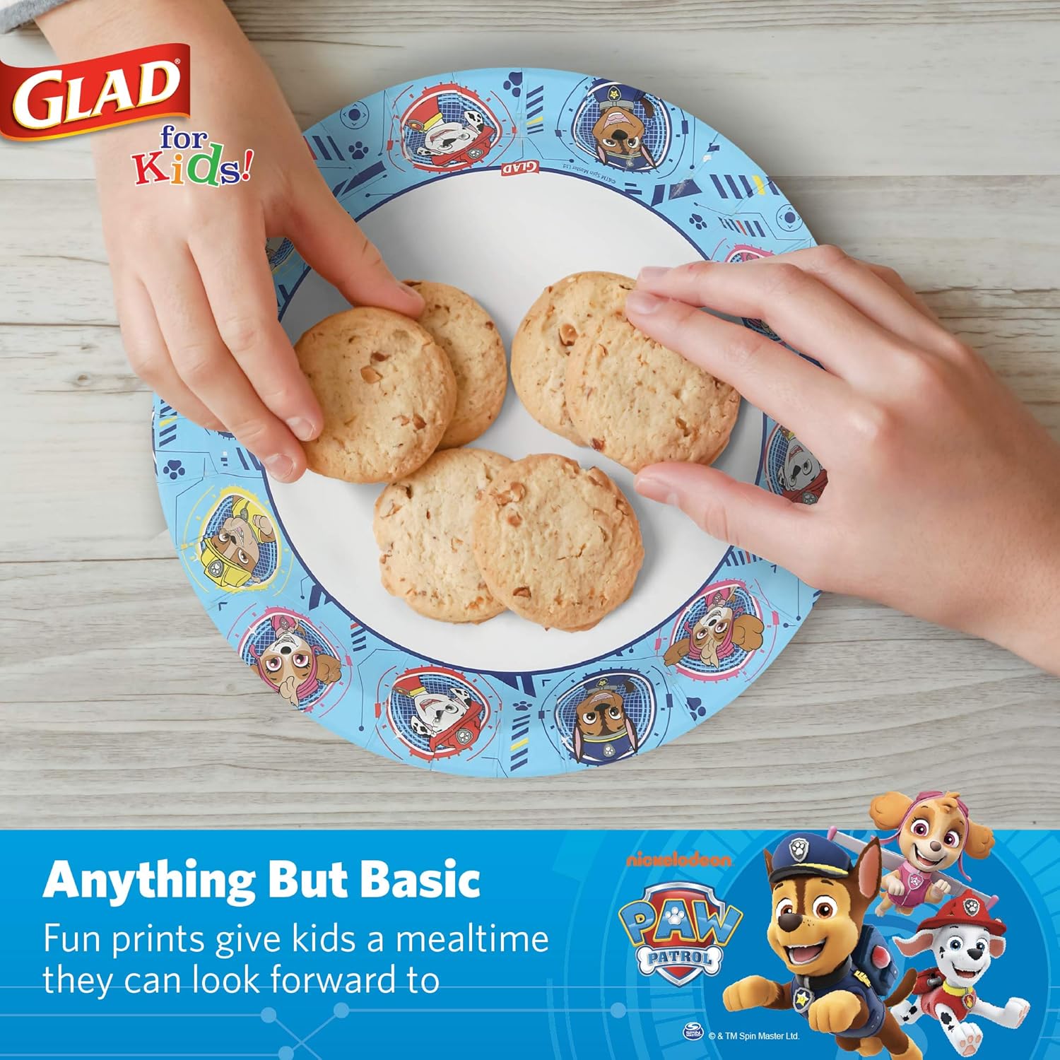Glad for Kids Paw Patrol Paper Plates - Disposable Heavy Duty Paper Plates - Microwave Safe Kids Paw Patrol Birthday Party Cake Plates - Paw Patrol Plates for All Occasions - 20 Count, 8.5 Inch