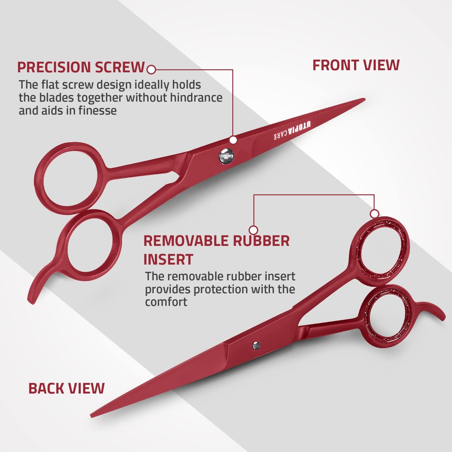 Utopia Care Hair Cutting and Hairdressing Scissors 6.5 Inch, Premium Stainless Steel shears with smooth Razor & Sharp Edge Blades, for Salons, Men & Women, Kids, Adults, & Pets - Silver