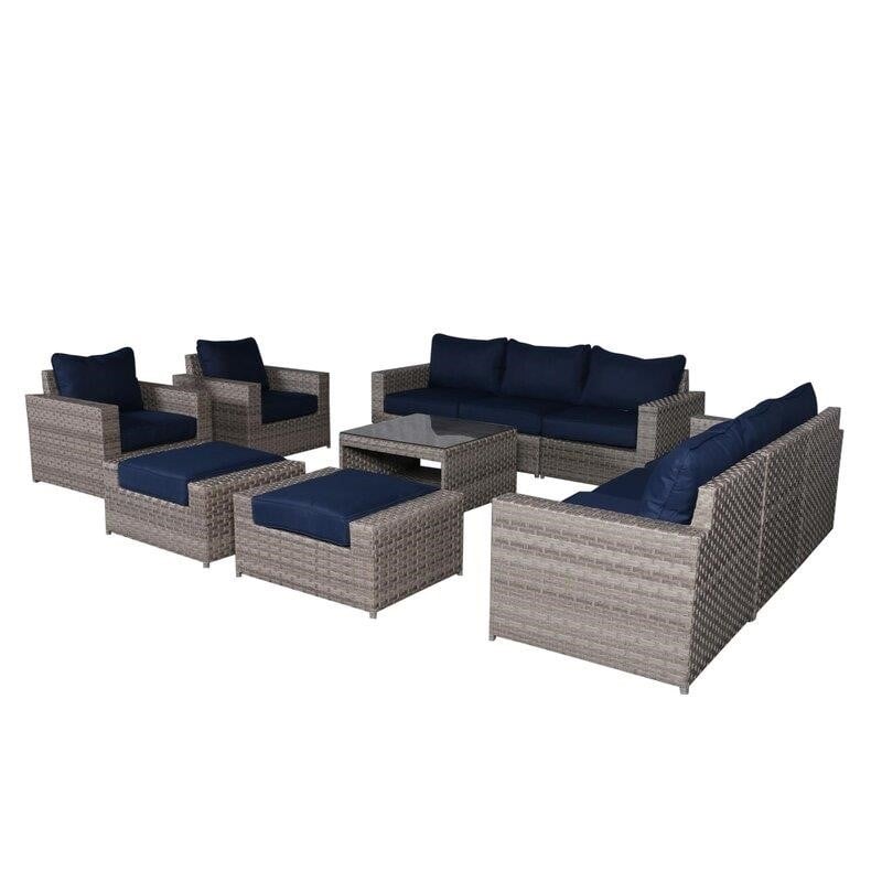 Kordell Wicker/Rattan 10 - Person Seating Group with Cushions