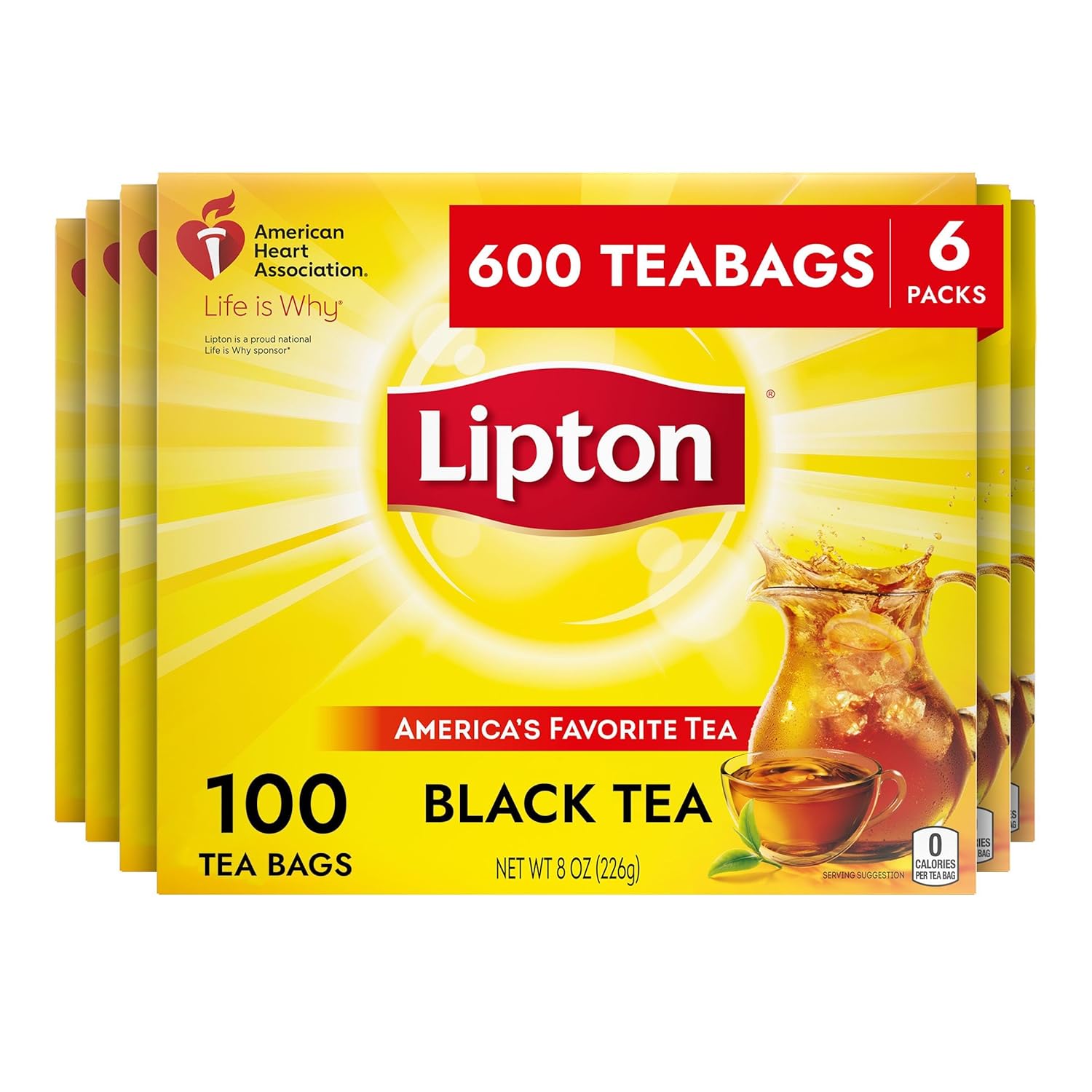 Lipton Tea Bags, Black Tea, Iced or Hot Tea, Can Support Heart Health, 100 Total Tea Bags