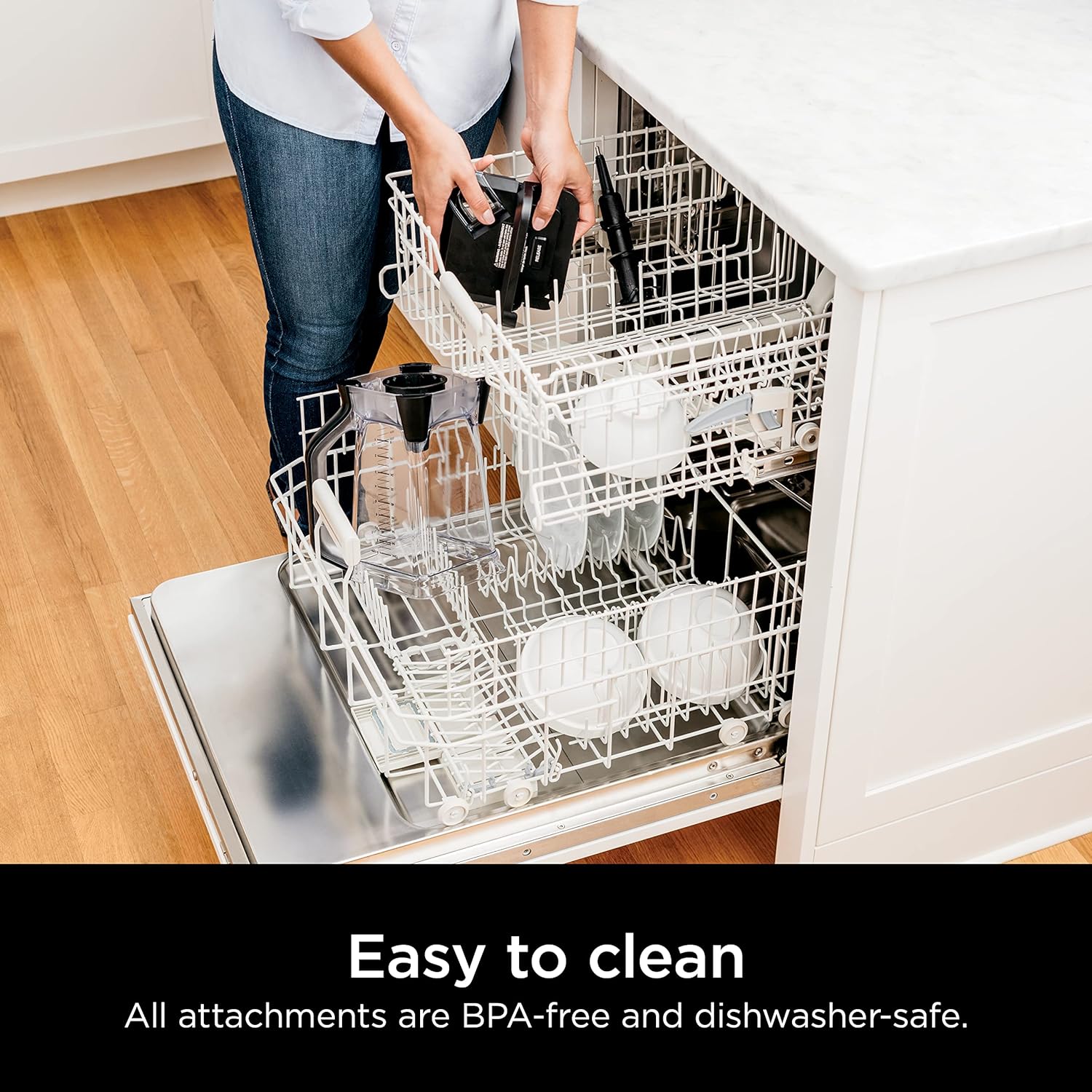 Ninja Blender, For-Smoothies, Salsa, Shakes, Slush, and-Frozen Drinks, Blender, Pitcher, and-Lid, Blender for-Kitchen, Crushes Ice, Fruit, and-Veggies, 1000-Watt, Dishwasher Safe, Black, NJ601AMZ​