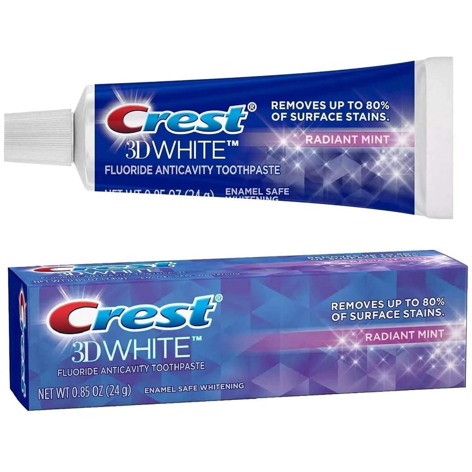 Crest 3D White Advanced Luminous Mint Teeth Whitening Toothpaste, 3.7 oz Pack of 4 - Helps Remove Surface Stains, Whitens Teeth, Strengthens Tooth Enamel, Protects Against Cavities