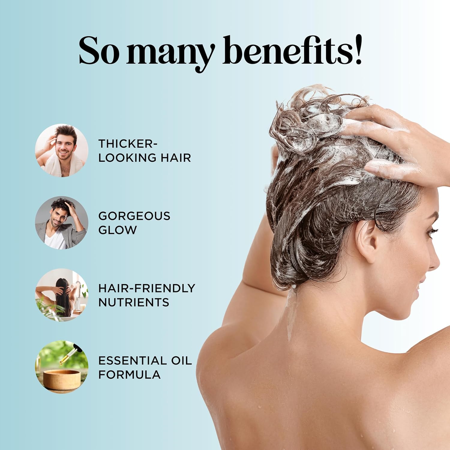 Rosemary and Biotin Shampoo for Thinning Hair - Vegan Volumizing Shampoo for Fine Hair with Argan and Tea Tree Oil - Paraben Silicone and Sulfate Free Shampoo for Dry Damaged Weak and Thin Hair Care