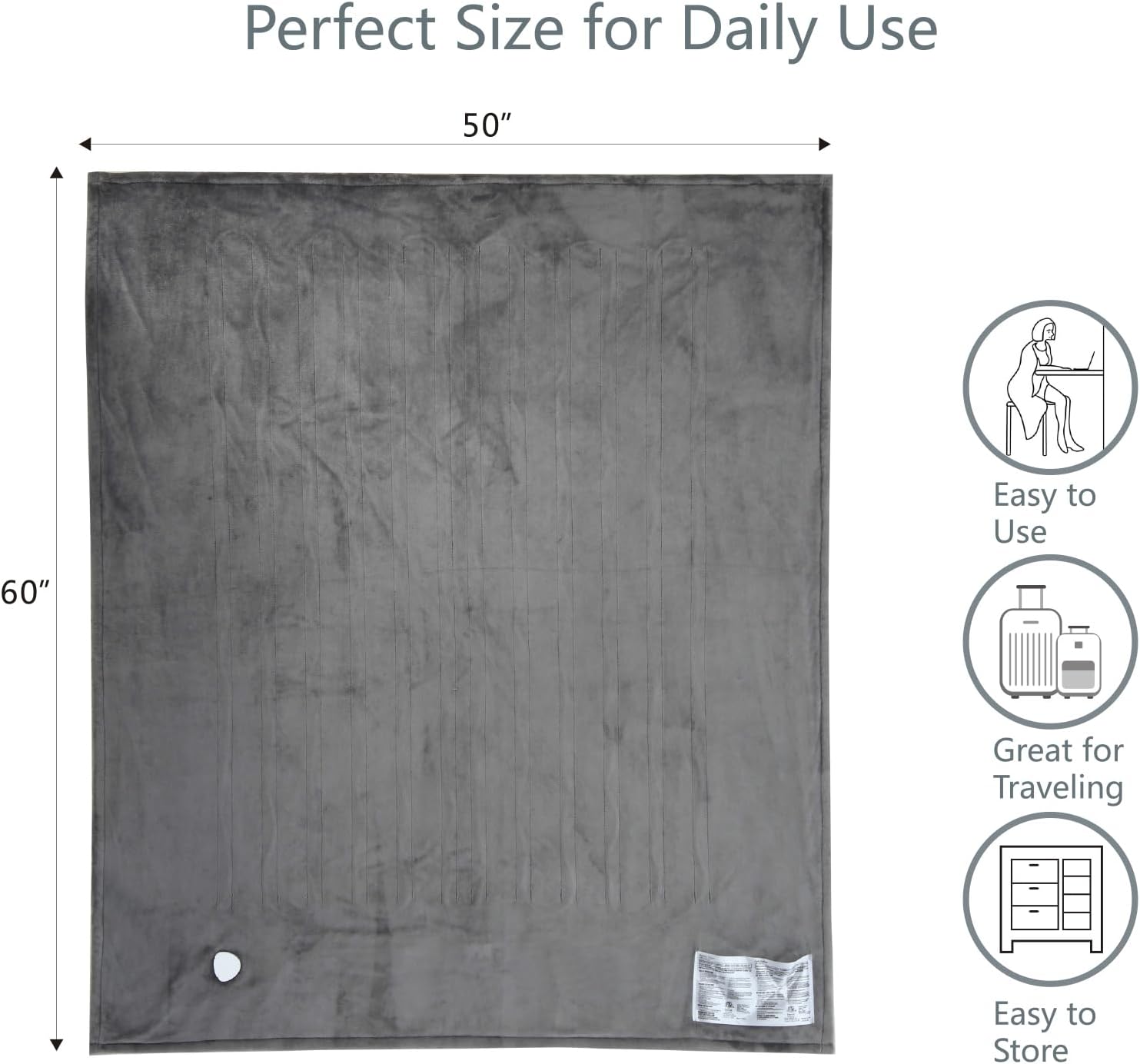 Tefici Electric Heated Blanket Throw, Super Cozy Soft 2-Layer Flannel 50