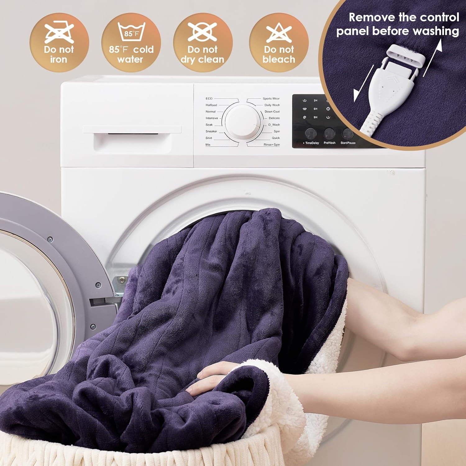 EHEYCIGA Heated Blanket Electric Blanket Throw - Heating Blanket with 9 Heating Levels & 10 Hours Auto Off, Soft Cozy Sherpa Washable Blanket with Fast Heating, 50 x 60 Inches