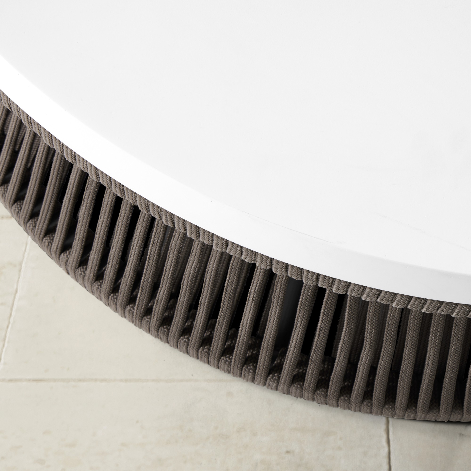 Pasadena Outdoor Fiberstone and Rope Round Coffee Table (44