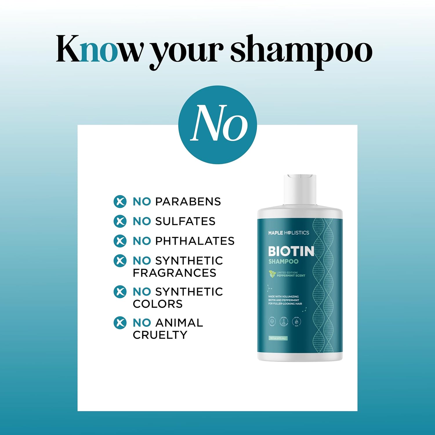 Rosemary and Biotin Shampoo for Thinning Hair - Vegan Volumizing Shampoo for Fine Hair with Argan and Tea Tree Oil - Paraben Silicone and Sulfate Free Shampoo for Dry Damaged Weak and Thin Hair Care