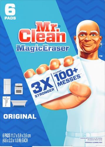 Mr. Clean Magic Eraser, Shoe, Bathroom, Oven, and Shower Cleaner, Cleaning Pads with Durafoam, 6 Count