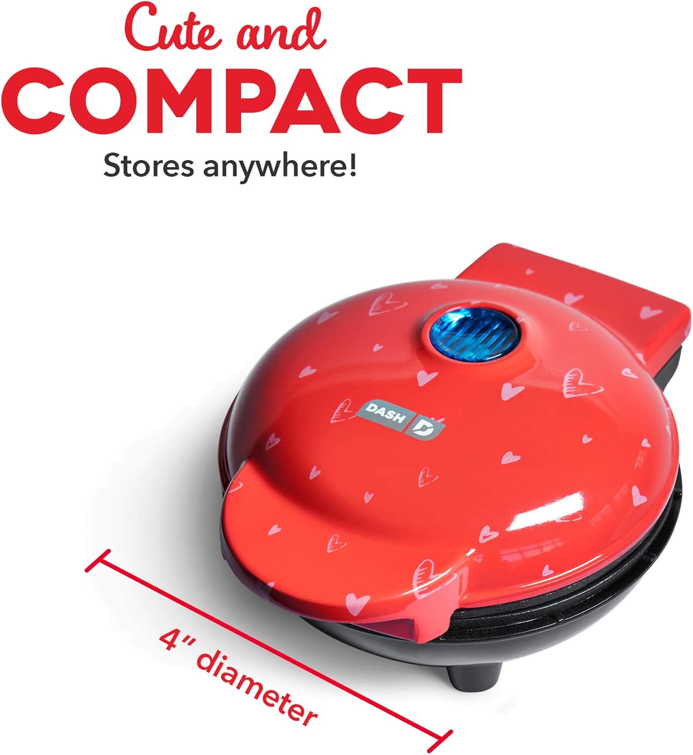 DASH Mini Waffle Maker - 4” Waffle Mold, Nonstick Waffle Iron with Quick Heat-Up, PTFE Nonstick Surface - Perfect Mini Waffle Maker for Kids and Families, Just Add Batter (Aqua)