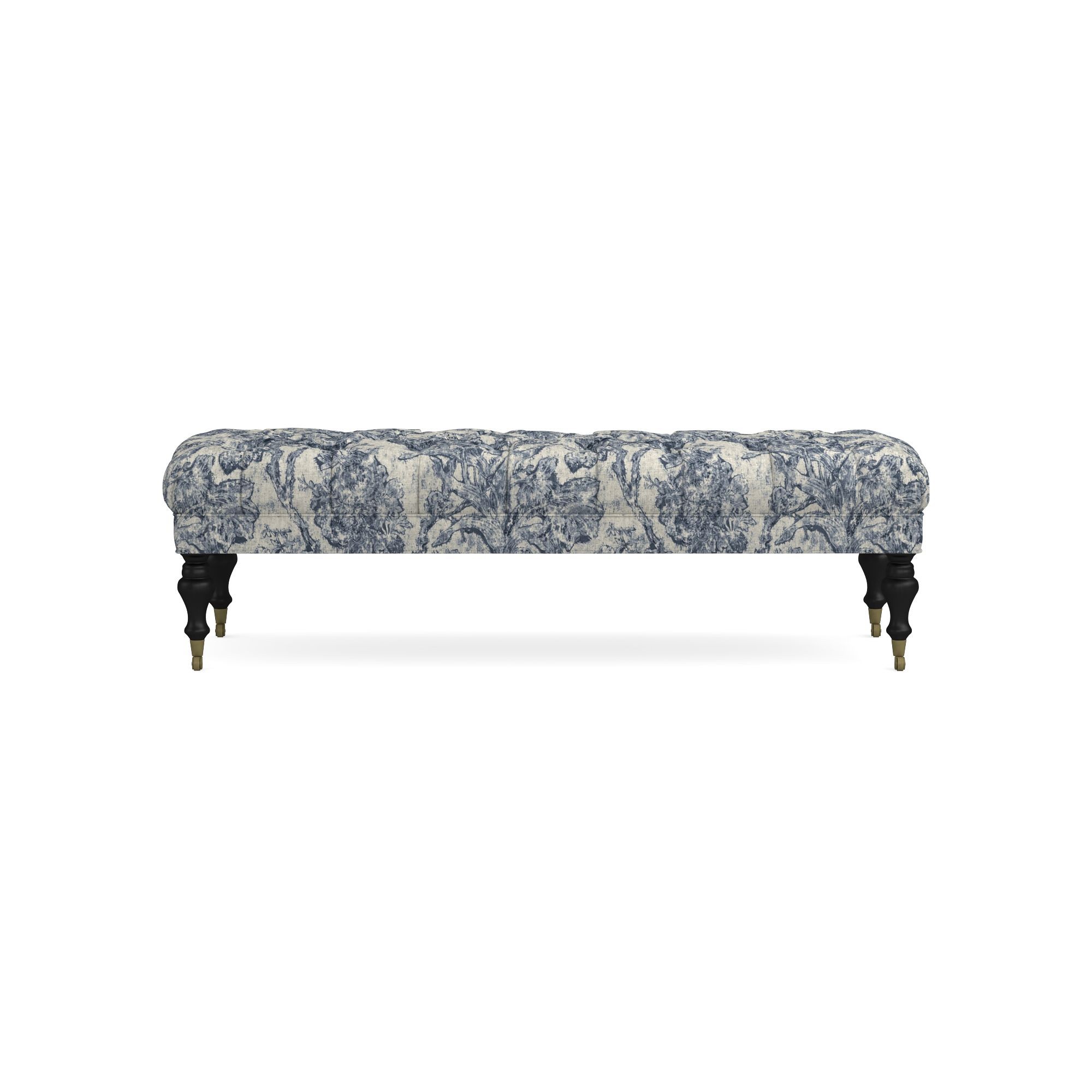 Sanderson x Giles Deacon Fairfax Bench Ottoman, Turned Leg with Tufted Top (26
