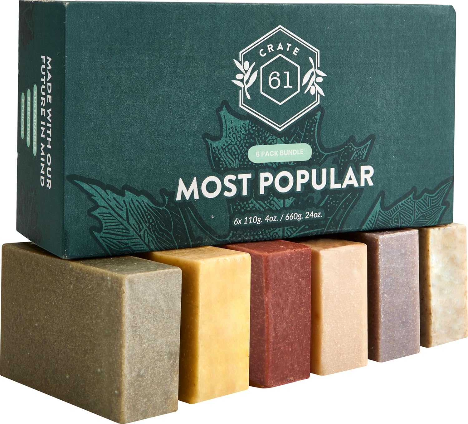 Handmade in Canada, Plant Based Cold Process Natural Bar Soap, With Premium Essential Oils, Dry Skin, Pack of 6 (Most Popular)