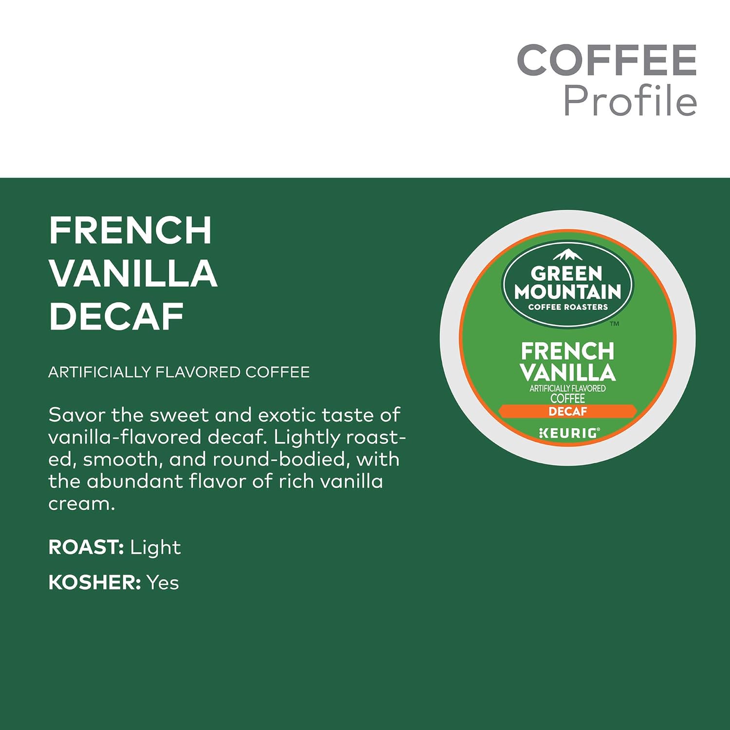 Green Mountain Coffee Roasters Caramel Vanilla Cream Keurig Single-Serve K-Cup pods, Light Roast Coffee, 72 Count (6 Packs of 12)