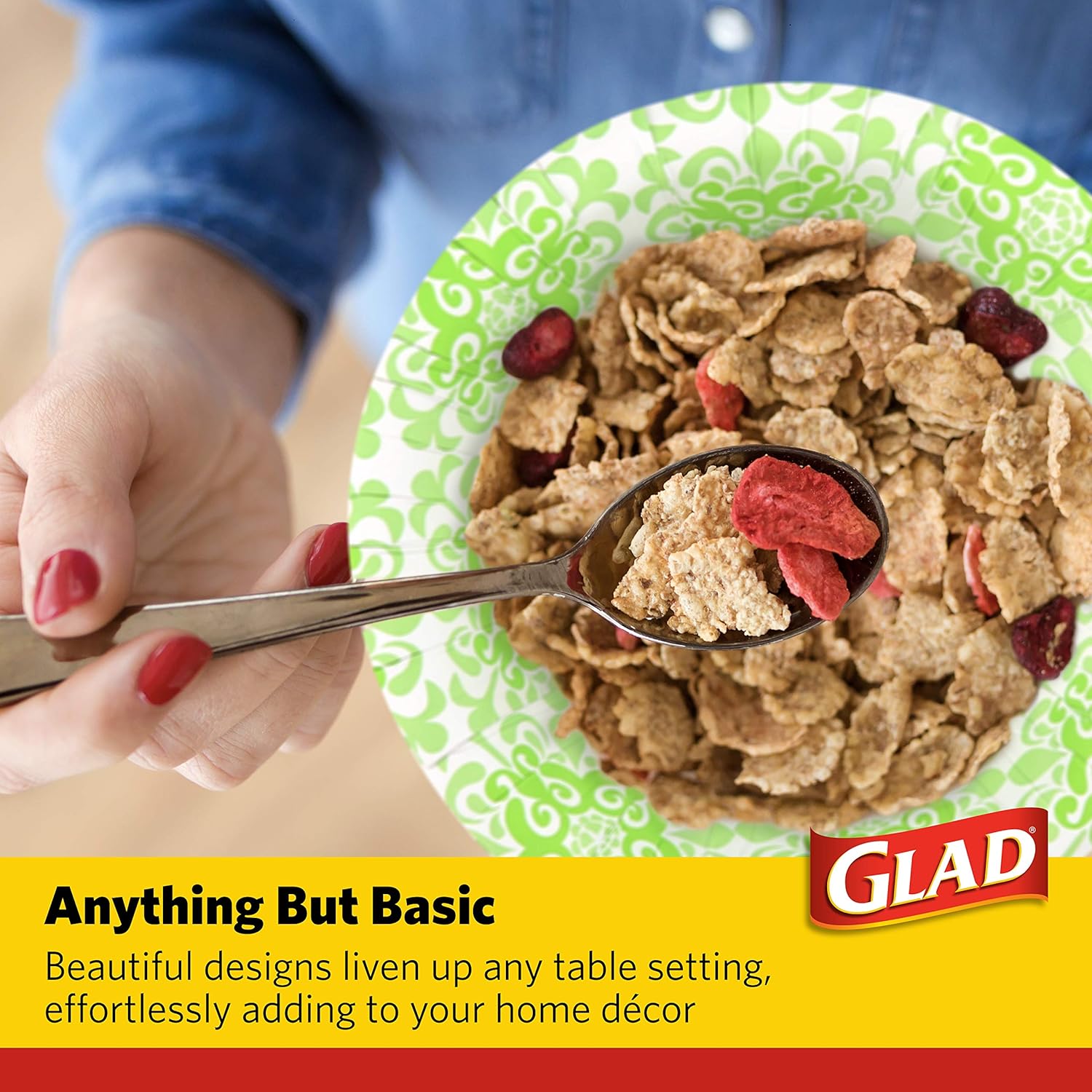 Glad Paper Bowls With Purple Victorian Design, 20Count | Disposable Paper Bowls for Parties & Picnics In Victorian Print | Microwave Safe Disposable Purple & White Bowls