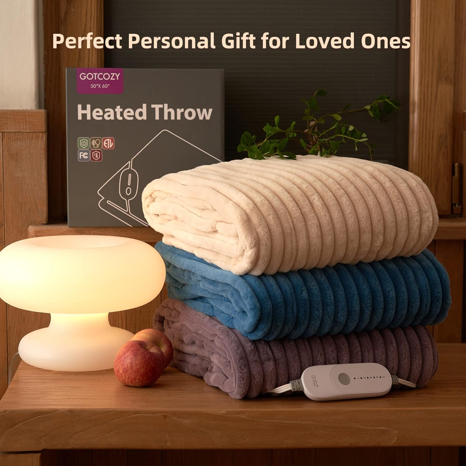 GOTCOZY Heated Blanket Electric Throw 50''X60''- Soft Silky Plush Electric Blanket with 4 Heating Level & 3 Hour Auto Off Heating Blanket, ETL Certified Machine Washable (Rose Dust)