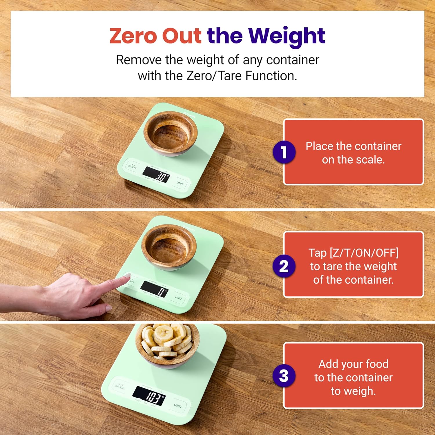 Etekcity Food Kitchen Scale, Digital Grams and Ounces for Weight Loss, Baking, Cooking, Keto and Meal Prep, LCD Display, Medium, 304 Stainless Steel