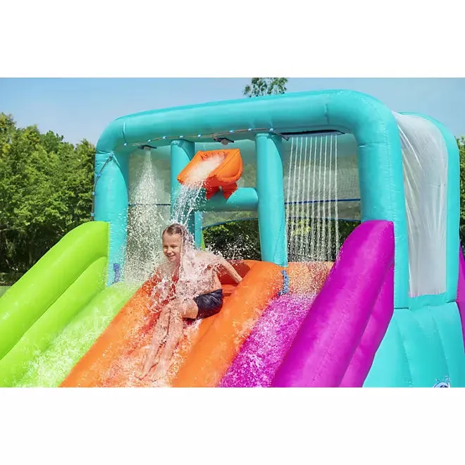 Three Slide Kids Inflatable Water Park (Multiple Colors) - A water park suitable for children, with a paddling pool, three-color slides, blower