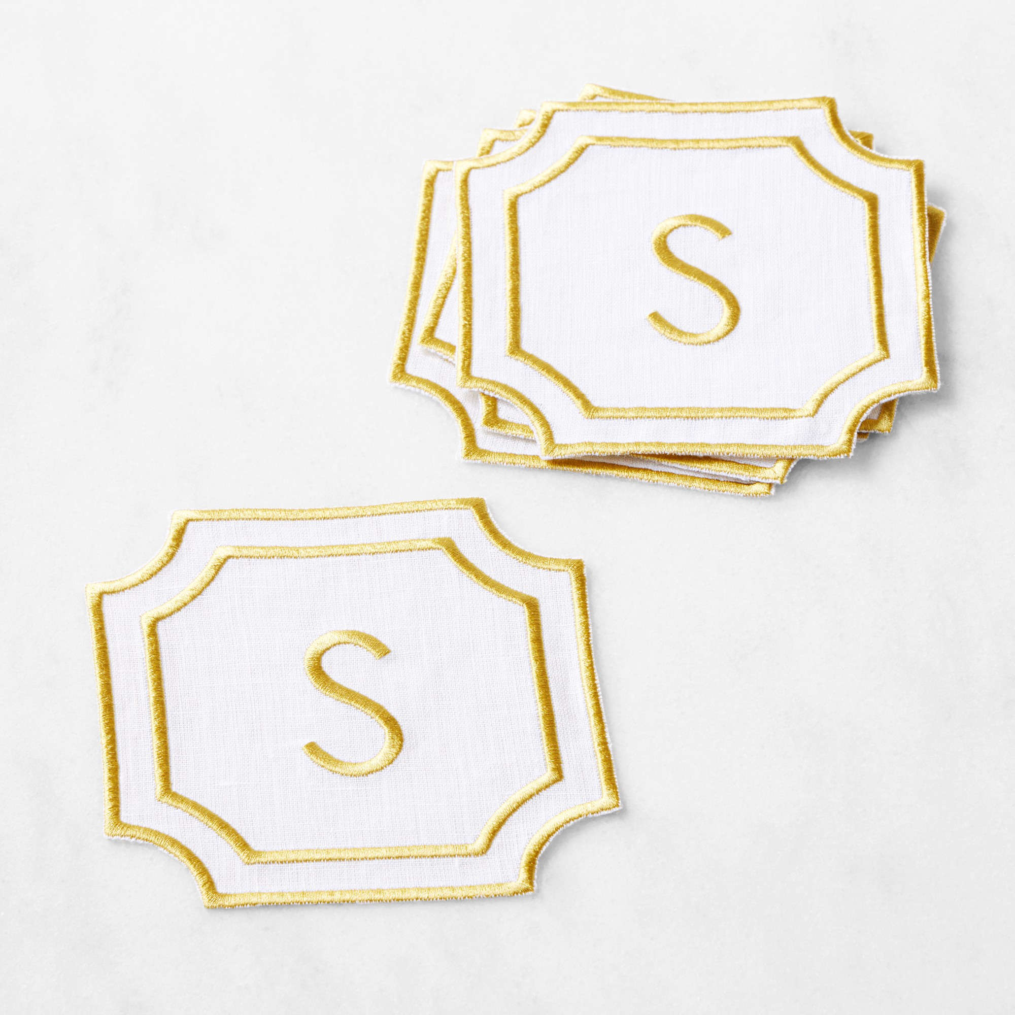 Cartouche Monogram Coasters, Set of 4