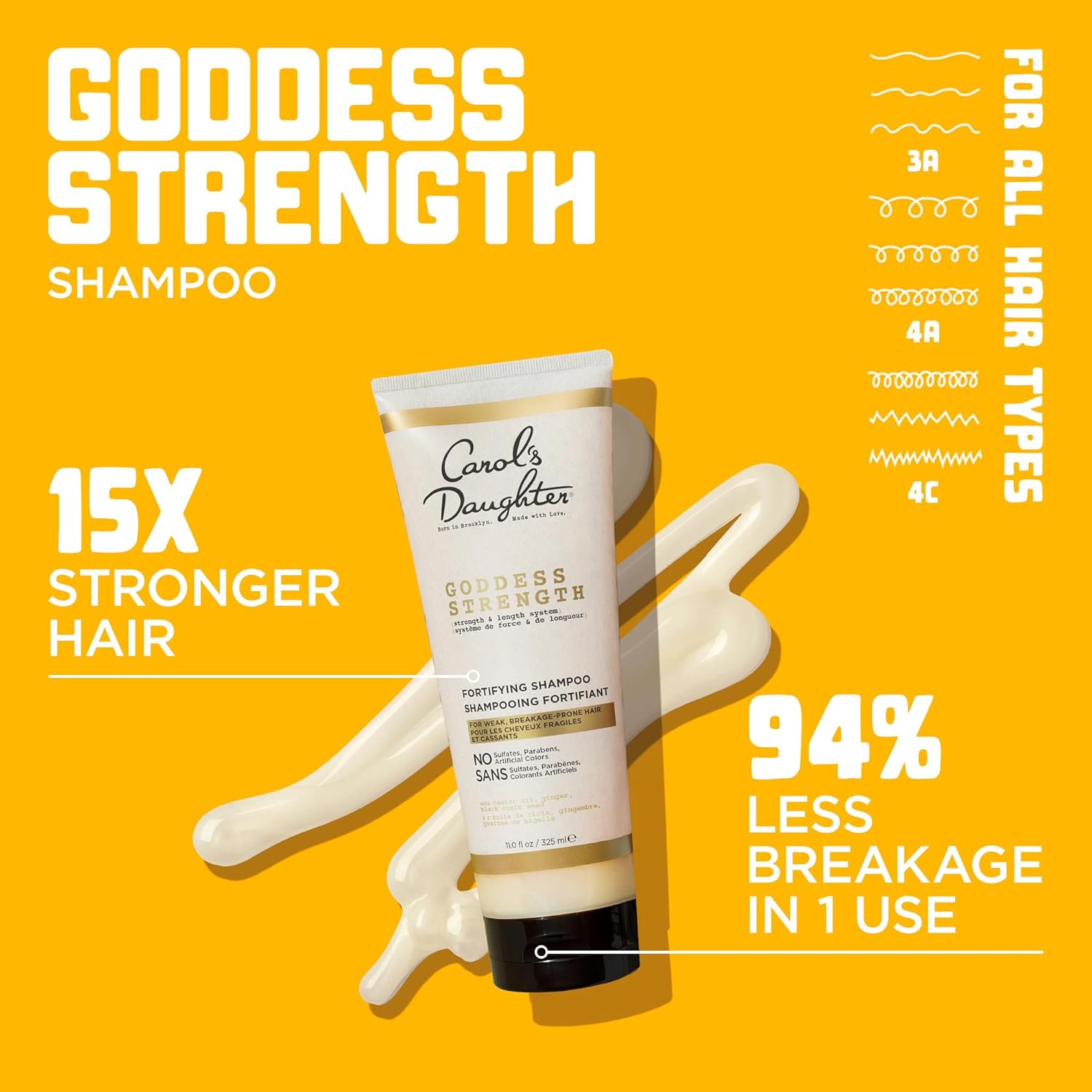 Carol's Daughter Goddess Strength Ultra Shield Pre Poo Hair Treatment for Wavy, Coily and Curly Hair, Protective Hair Detangler with Castor Oil for Weak Hair, 10.2 Fl Oz