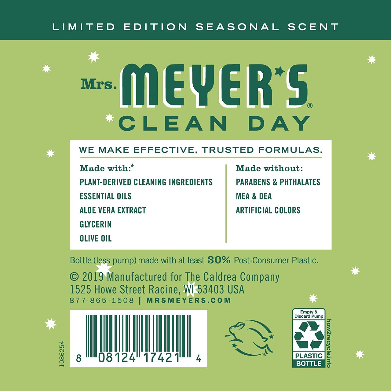MRS. MEYER'S CLEAN DAY Hand Soap, Made with Essential Oils, Biodegradable Formula, Honeysuckle, 12.5 fl. oz - Pack of 3
