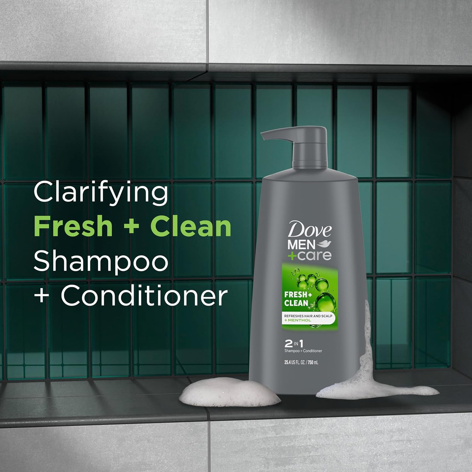 DOVE MEN + CARE 2-in-1 Shampoo and Conditioner Fresh and Clean 4 Count Nourishes and Invigorates Helps Strengthen Hair 25.4 oz