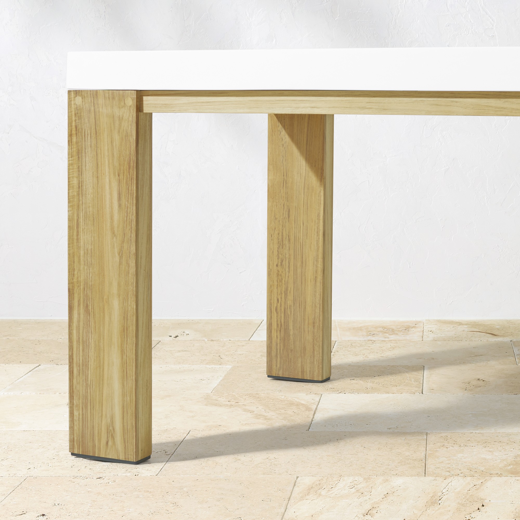 Larnaca Outdoor Teak Fiberstone Dining Table (96