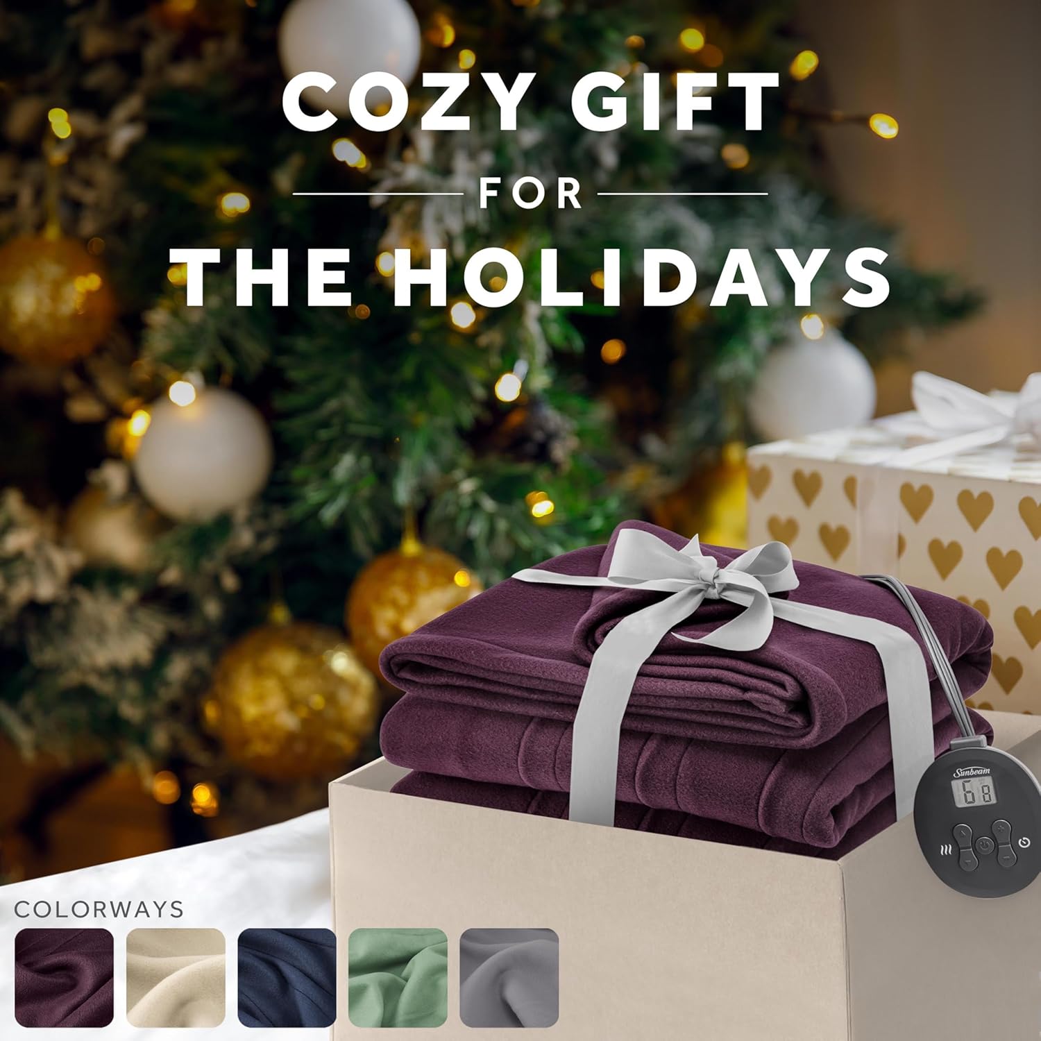 Sunbeam Royal Ultra Rodeen Blue Plaid Heated Personal Throw / Blanket, Cozy-Warm, Adjustable Heat Settings