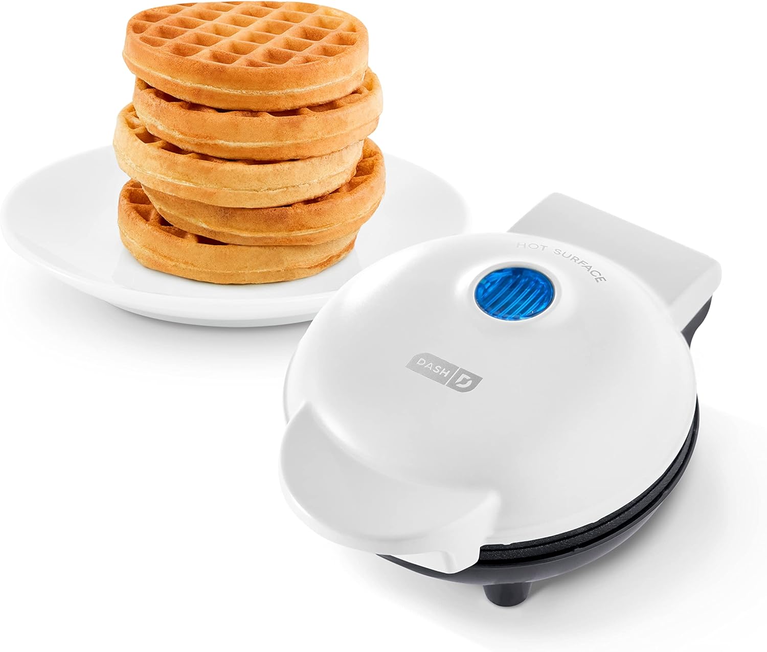 DASH Mini Waffle Maker - 4” Waffle Mold, Nonstick Waffle Iron with Quick Heat-Up, PTFE Nonstick Surface - Perfect Mini Waffle Maker for Kids and Families, Just Add Batter (Aqua)