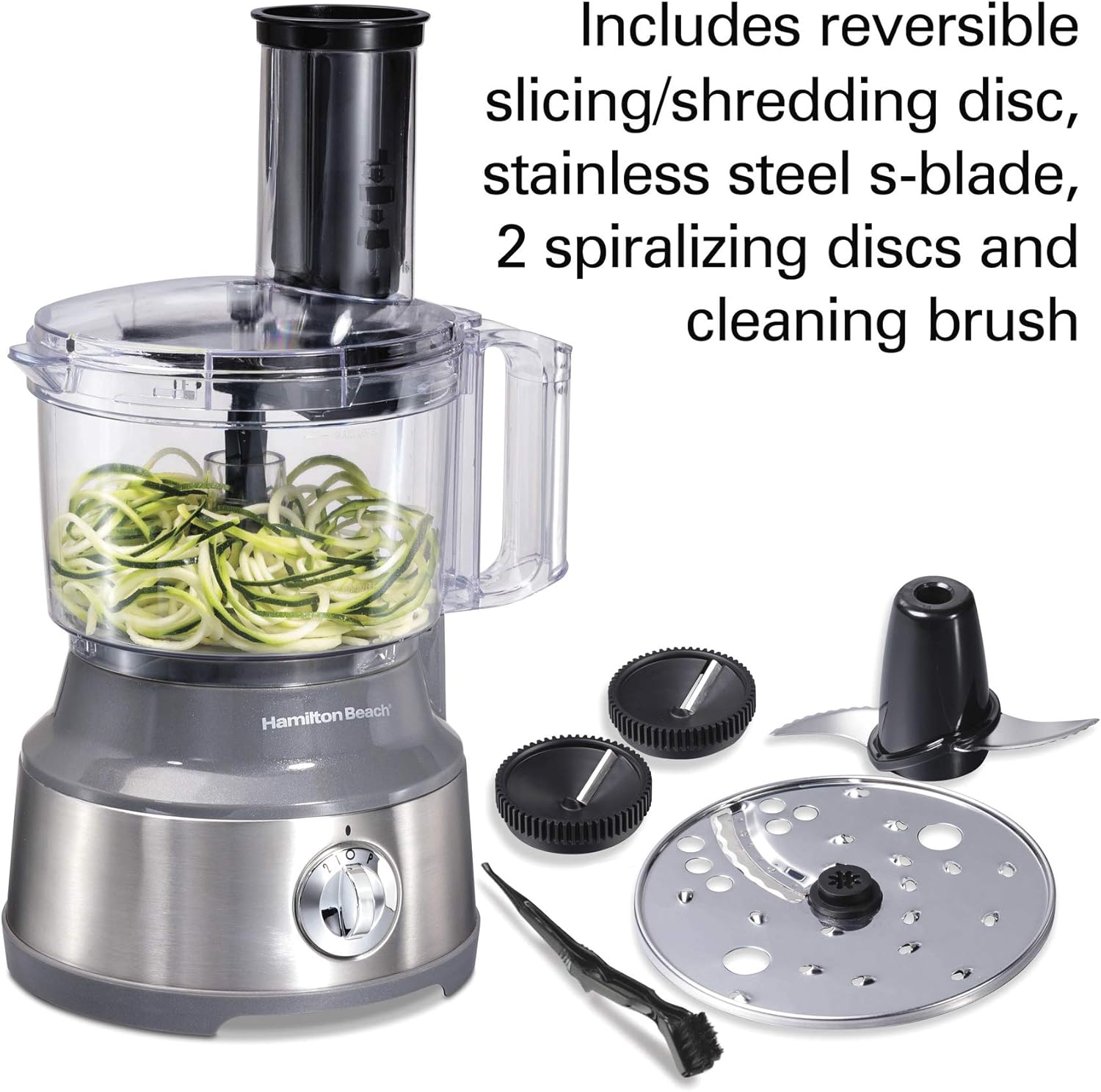 Hamilton Beach Food Processor & Vegetable Chopper for Slicing, Shredding, Mincing, and Puree, 10 Cups + Easy Clean Bowl Scraper, Black and Stainless Steel (70730)