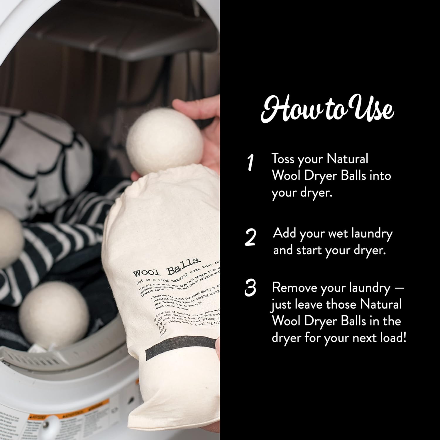 Molly's Suds Wool Dryer Balls | XL, Premium Organic Fabric Softener, Hypoallergenic, Hand-Felted, Reusable, Reduce Drying Time | White, Set of 6