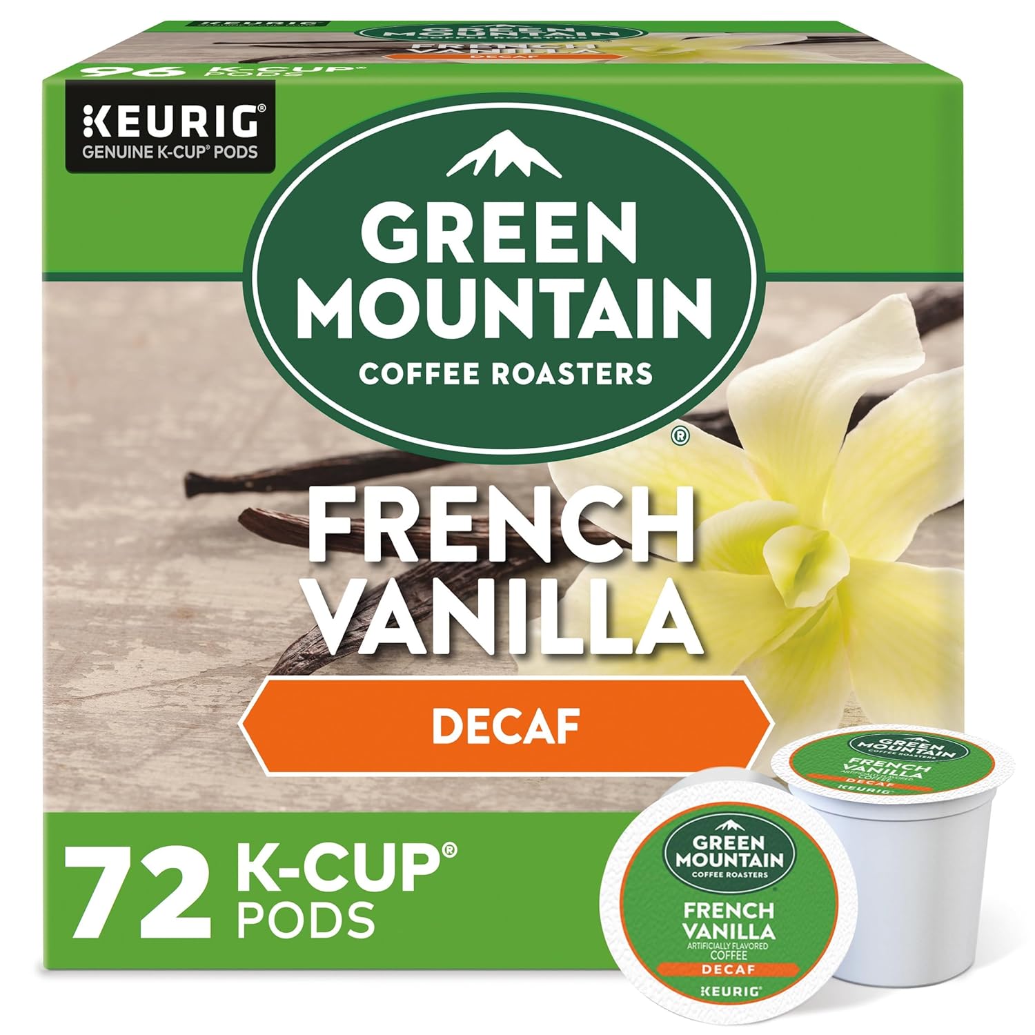 Green Mountain Coffee Roasters Caramel Vanilla Cream Keurig Single-Serve K-Cup pods, Light Roast Coffee, 72 Count (6 Packs of 12)