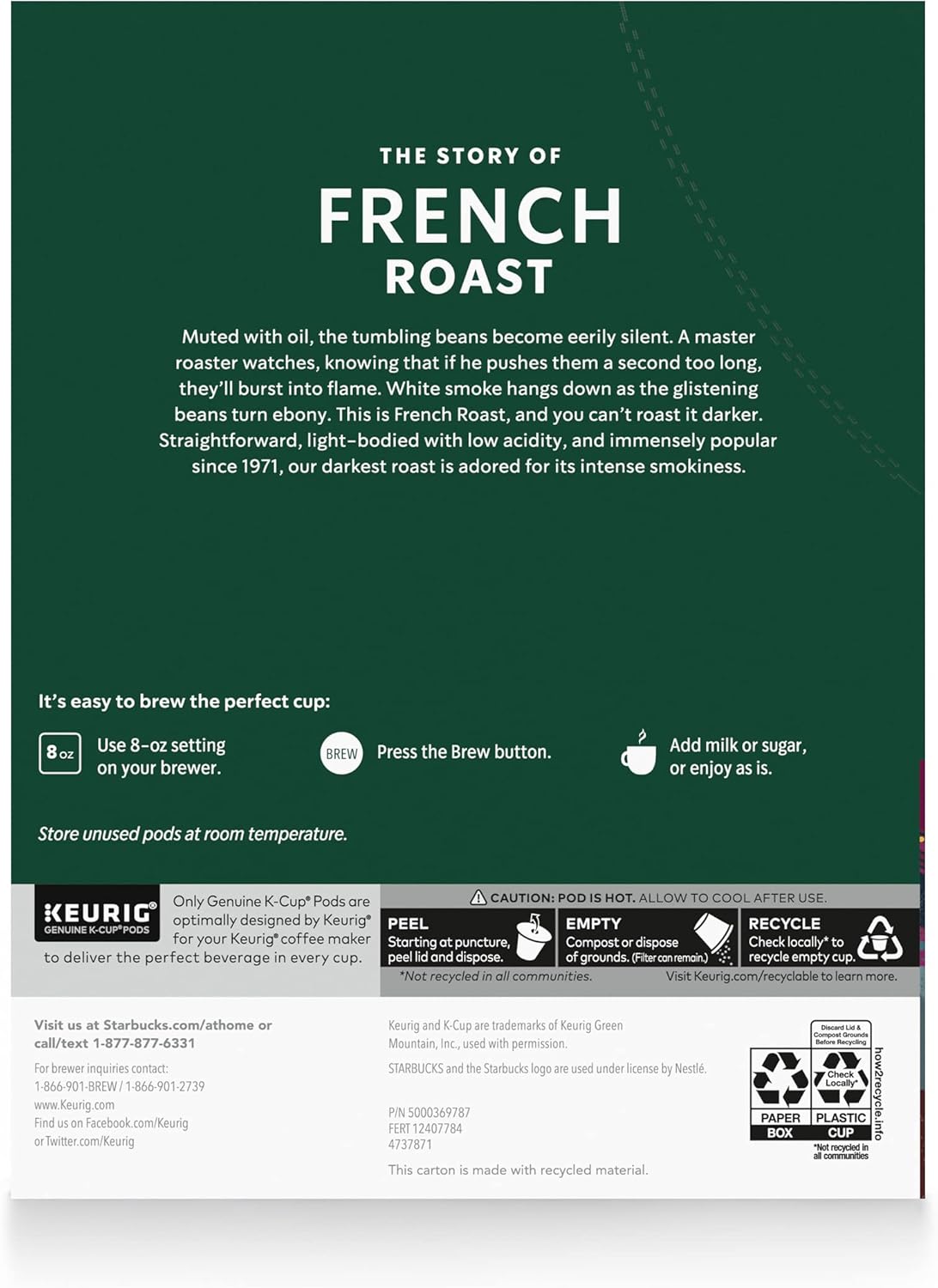 Starbucks K-Cup Coffee Pods, Dark Roast Coffee, French Roast for Keurig Brewers, 100% Arabica, 4 boxes (96 pods total)