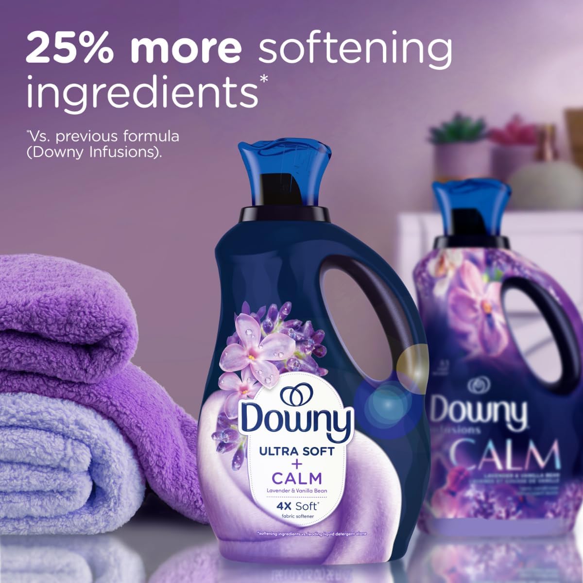 Downy Infusions Laundry Fabric Softener Liquid, CALM, Lavender and Vanilla Bean Scent, 56 fl oz (Pack of 2)