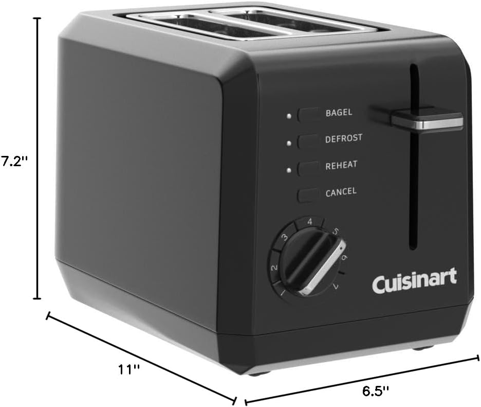 Cuisinart CPT-122BK 2-Slice Compact Plastic Toaster, Black