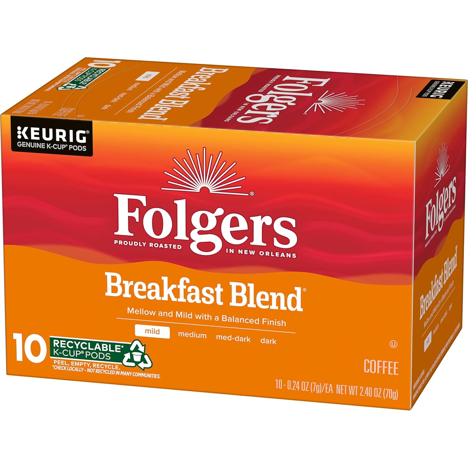 Folgers Classic Roast Medium Roast Coffee, 72 Keurig K-Cup Pods