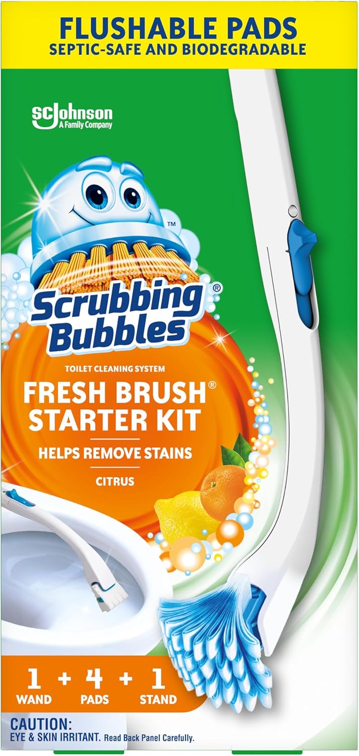 Scrubbing Bubbles Flushable Toilet Wand Refills, Fresh Brush Toilet Cleaner Refill Pads, Cleans Limescale & Fights Odors, Citrus Scent, 20 Count, Pack of 1