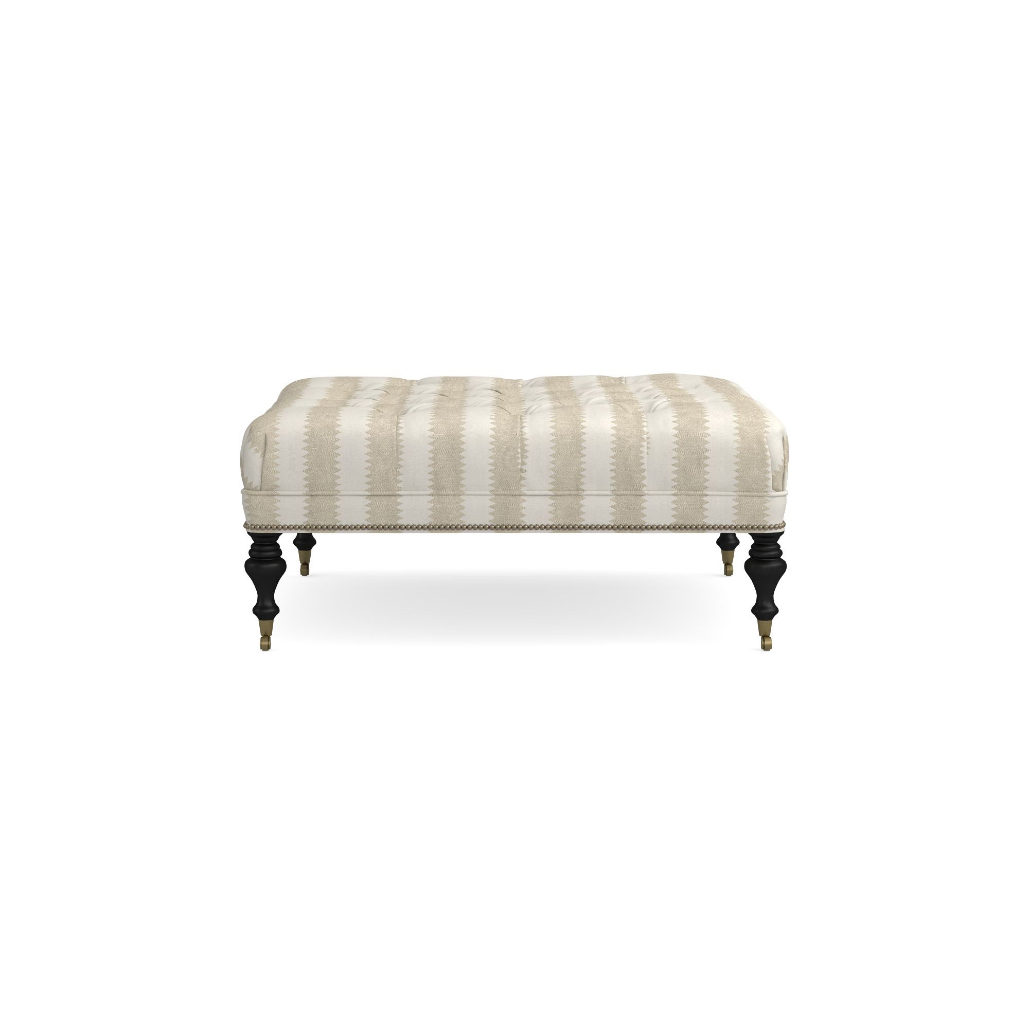 Sanderson x Giles Deacon Fairfax Bench Ottoman, Turned Leg with Tufted Top (26
