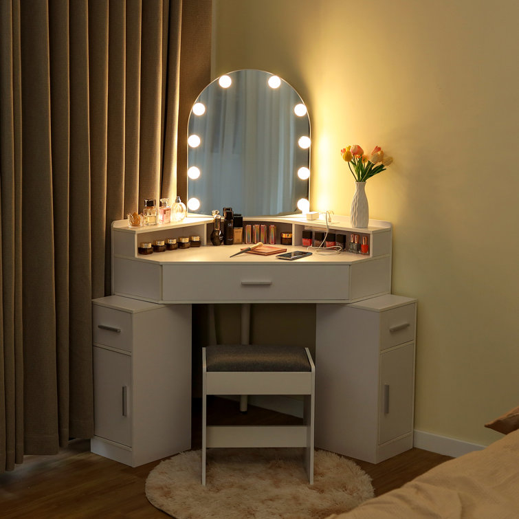 Evangelos Vanity Set with Stool and Mirror