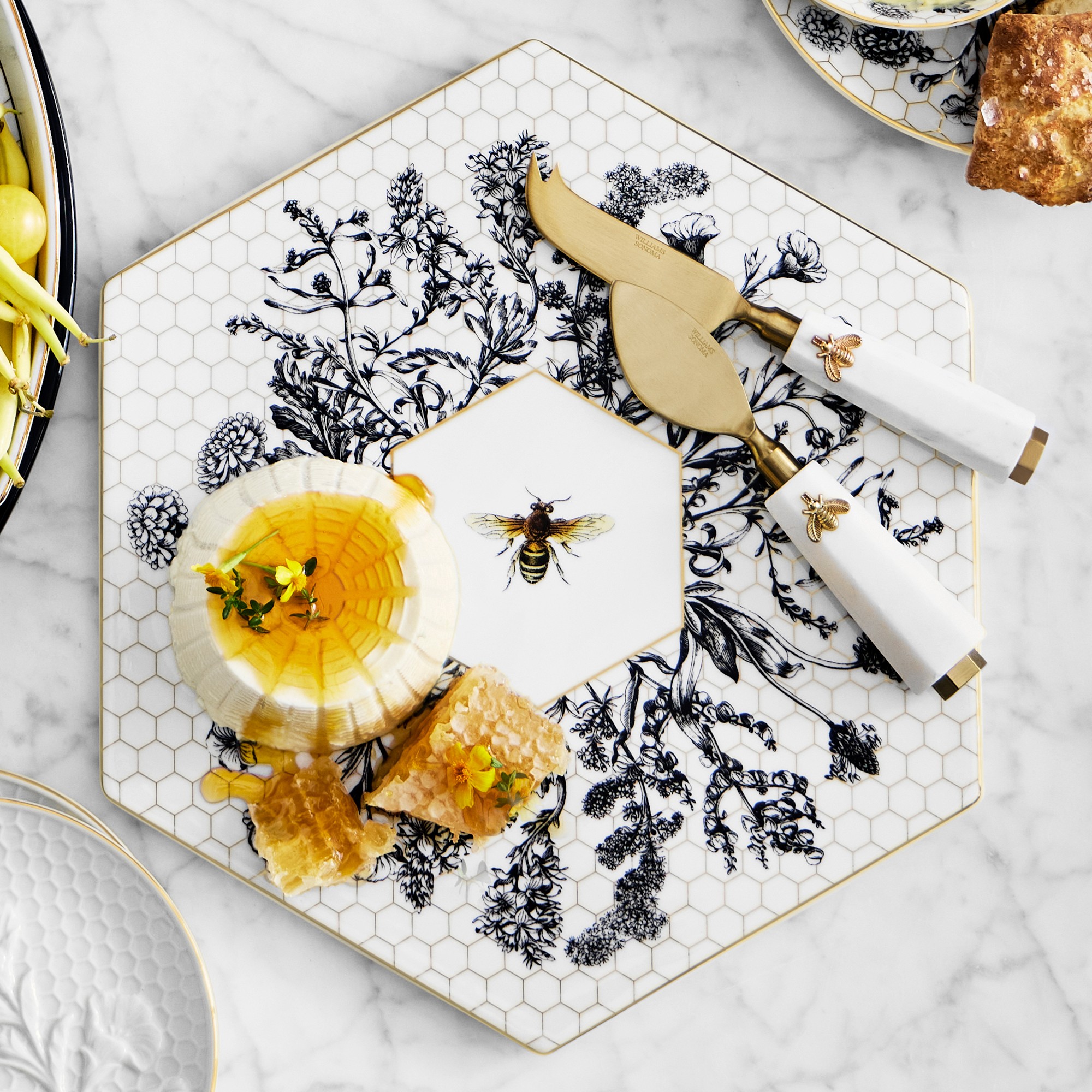 Marble Honeycomb Cheese Knives, Set of 3